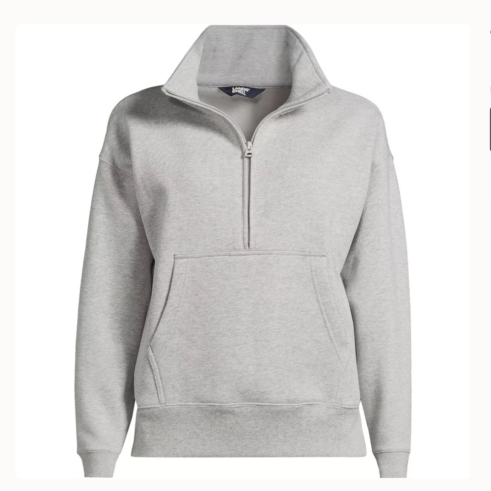 ☀️ LAND'S END Relaxed Serious Sweats Long Sleeve 1/2 Zip Sweatshirt